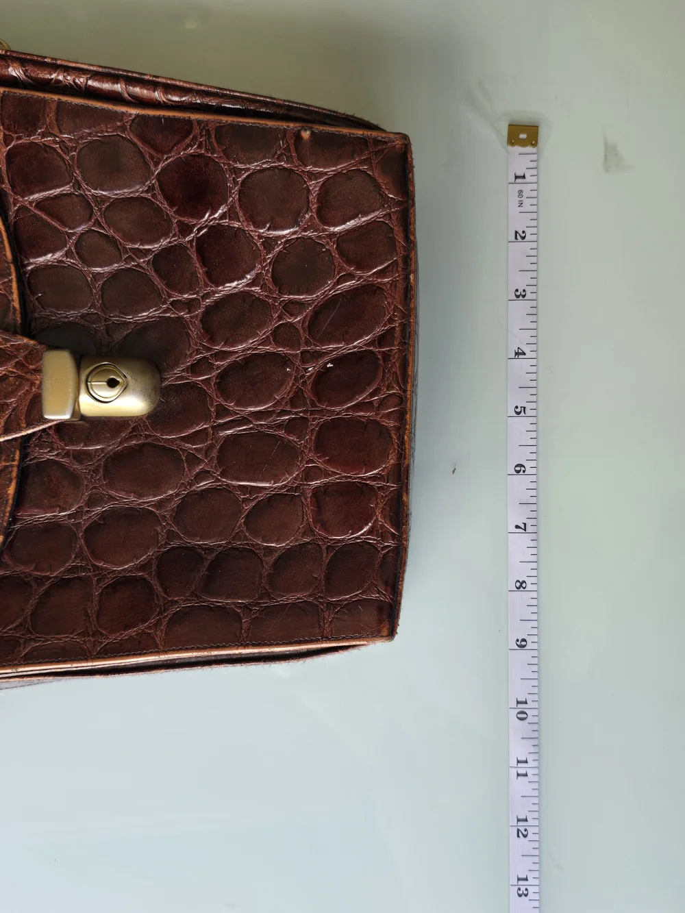 Vintage 1970s Italian Genuine Alligator Suede Accordion Shoulder Bag